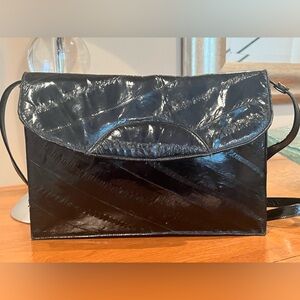 Lee Sands Genuine Eel Skin Black Crossbody Bag